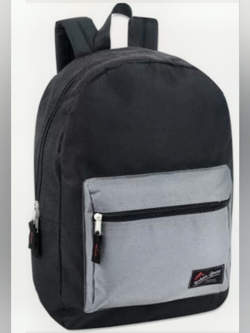 Kids Two-Tone Black & Grey Casual Backpack with Front Pocket & FREE Pencil Case